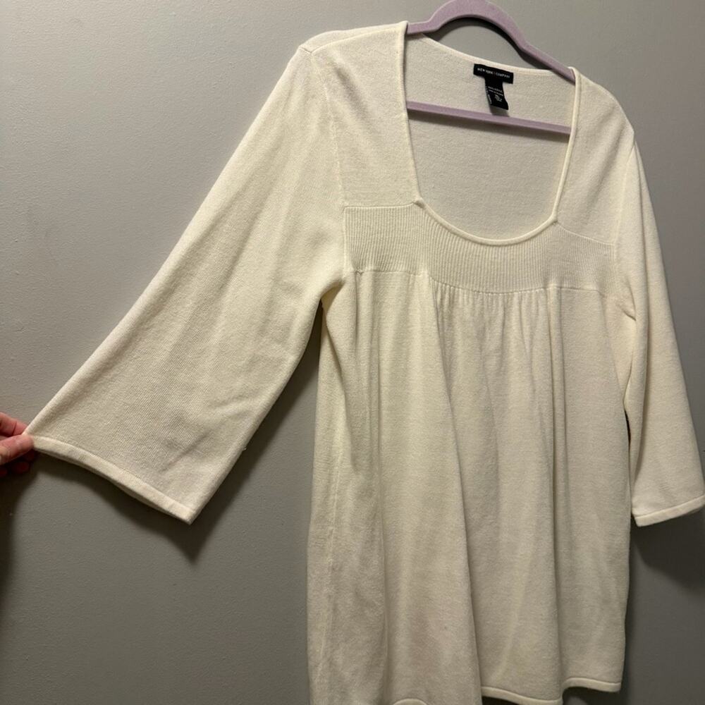 New York and Company cream babydoll tunic sweater top - Picture 2 of 6